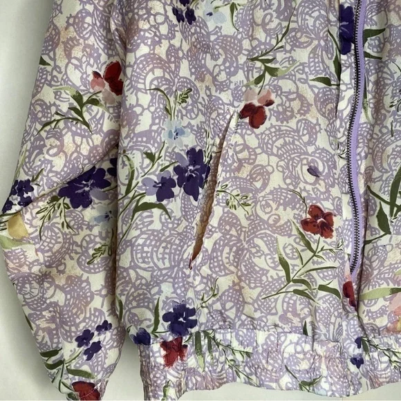 Vintage Silk Floral Print Bomber Jacket Women’s Sz Sm - Picture 4 of 8